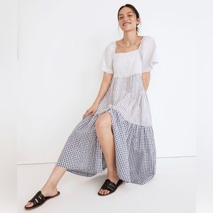 Madewell Patchwork Gingham Midi Dress